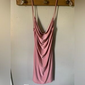 Elegant Pink Draped Women's Dress